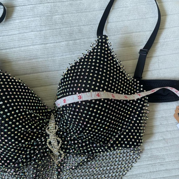 Black Rhinestone Mesh  Top ✨ - Picture 3 of 5